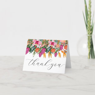 Farbenfrohe tropische Blume Orange und Pink Dankeskarte