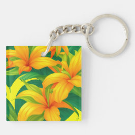 Farbenfrohe tropische Blume Schlüsselanhänger