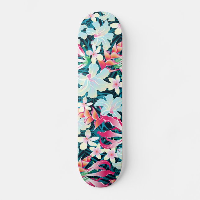 Farbenfrohe tropische Blume Skateboard (Vorderseite)