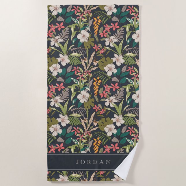 Farbenfrohe tropische Blume Strandtuch (Vorderseite)