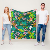 Farbenfrohe tropische Blume und Tiermuster
