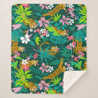 Farbenfrohe tropische Blume und Tiermuster