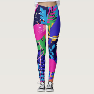 Farbenfrohe tropische Blume und Vögel sammeln 2 Leggings