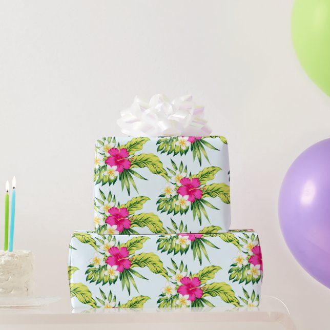 Farbenfrohe tropische Blume Vibe Bouquet Muster Geschenkpapier (Partygeschenke)