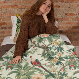 Farbenfrohe tropische Blume Vögel Fleecedecke