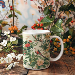 Farbenfrohe tropische Blume Vögel Kaffeetasse