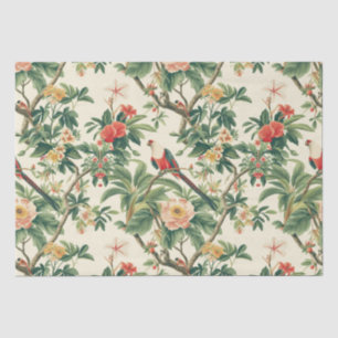 Farbenfrohe tropische Blume Vögel Seidenpapier