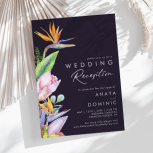 Farbenfrohe tropische Blumen Hochzeitempfang in Li Einladung