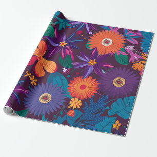 Farbenfrohe tropische Blumenmuster mit fetten Blum Geschenkpapier
