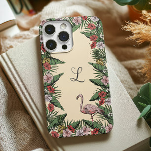 Farbenfrohe tropische Blütenpracht, rosa Flamingo iPhone 16 Pro Hülle