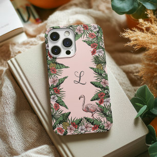 Farbenfrohe tropische Blütenpracht, rosa Flamingo iPhone 16 Pro Hülle