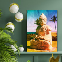 Farbenfrohe tropische Buddha Stretched Canvas Prin