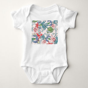 Farbenfrohe tropische Dschungel Nahtlose Printwerb Baby Strampler