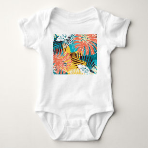 Farbenfrohe tropische Dschungelmuster Blätter. Baby Strampler
