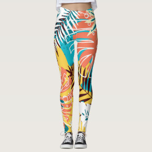 Farbenfrohe tropische Dschungelmuster Blätter. Leggings