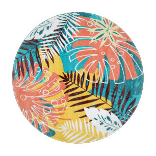 Farbenfrohe tropische Dschungelmuster Blätter. Schneidebrett