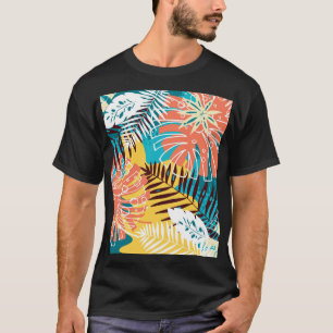 Farbenfrohe tropische Dschungelmuster Blätter. T-Shirt