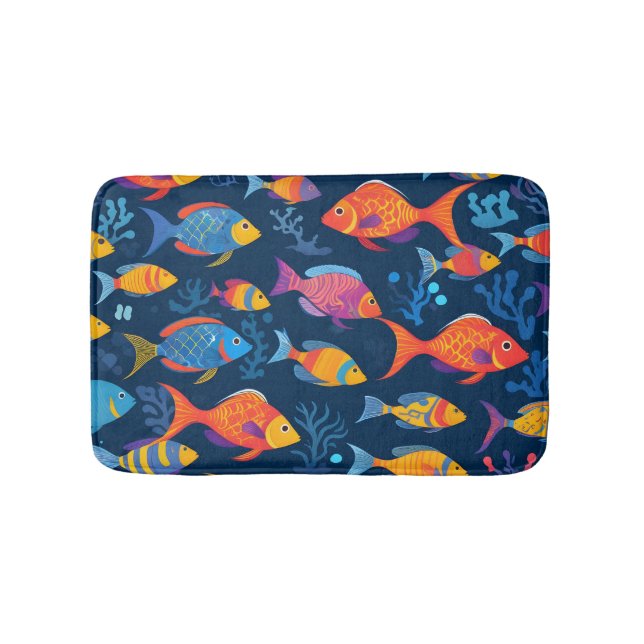 Farbenfrohe tropische Fische Badematte (Vorderseite)