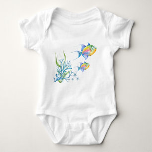 Farbenfrohe tropische Fische Einzigartige Kunst Baby Strampler