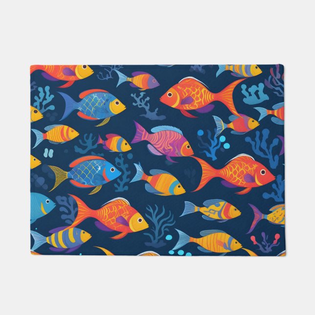 Farbenfrohe tropische Fische Fußmatte (Vorderseite)