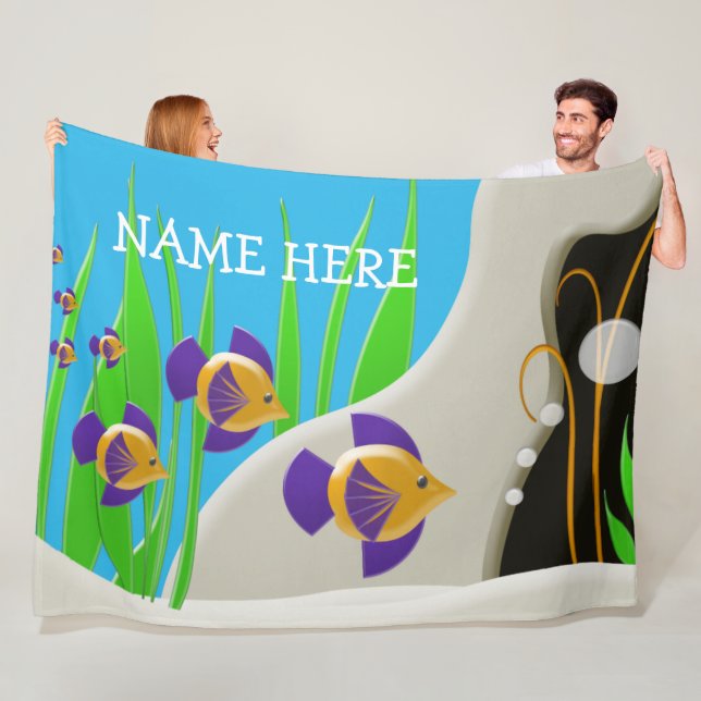 Farbenfrohe tropische Fische - Kids-Name Fleecedecke (Beispiel)