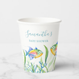 Farbenfrohe tropische Fische Pappbecher