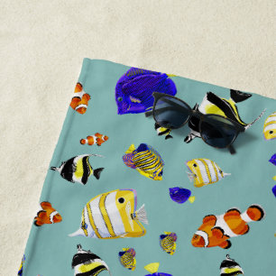 Farbenfrohe tropische Fische Strandtuch