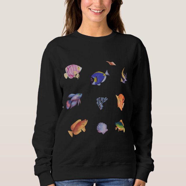 Farbenfrohe tropische Fische Sweatshirt (Vorderseite)