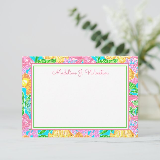 Farbenfrohe tropische Fischmuster Mitteilungskarte (Stehend Vorderseite)