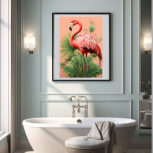Farbenfrohe tropische 🌴 🦩 Flamingo Paradise Poster