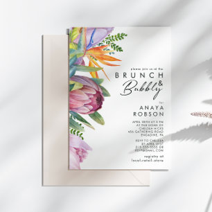 Farbenfrohe tropische Flora   Brunch und Bubbly Einladung