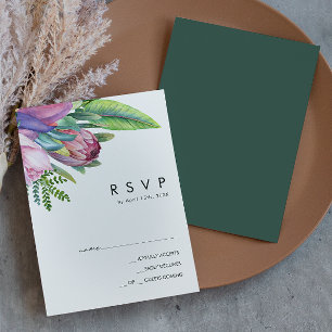 Farbenfrohe tropische Flora Green RSVP Card Karte