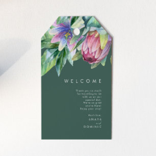 Farbenfrohe tropische Flora   Grüne Hochzeit Geschenkanhänger