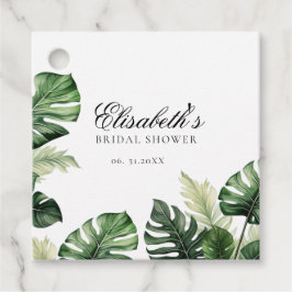 Farbenfrohe tropische Flora | Grünes Brautparty Geschenkanhänger