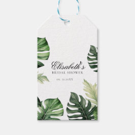 Farbenfrohe tropische Flora | Grünes Brautparty Geschenkanhänger