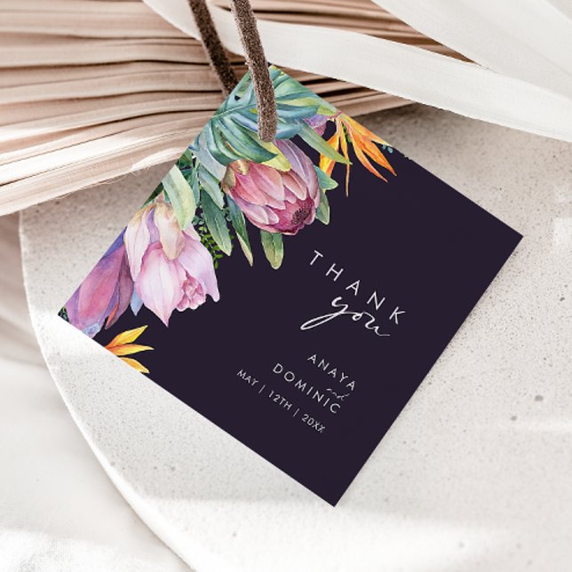 Farbenfrohe tropische Flora | Lila Vielen Dank Geschenkanhänger (Von Creator hochgeladen)