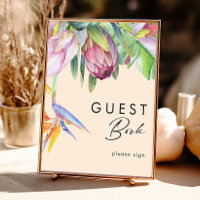 Farbenfrohe tropische Flora | Peach Guest Book Sig
