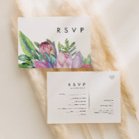 Farbenfrohe tropische Flora | RSVP-Karte im Menü