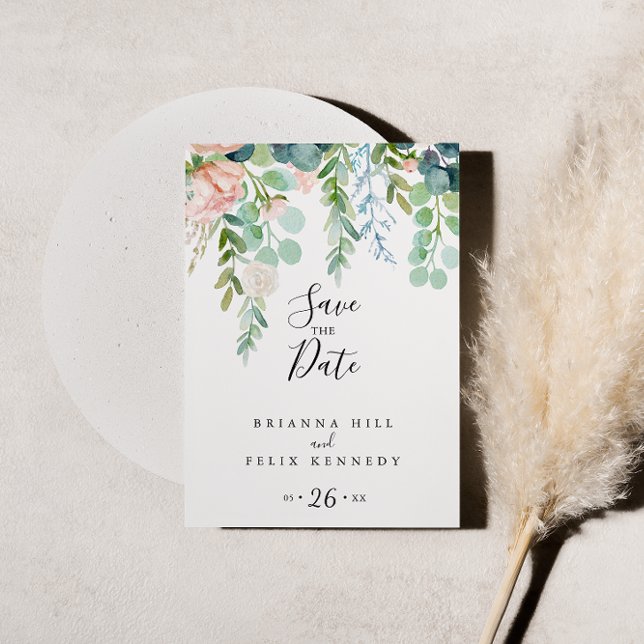 Farbenfrohe tropische Flora Save the Date Postkarte (Von Creator hochgeladen)