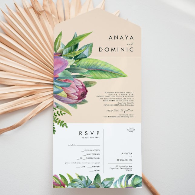 Farbenfrohe tropische Flora | Siegel abholen und s All In One Einladung (Von Creator hochgeladen)