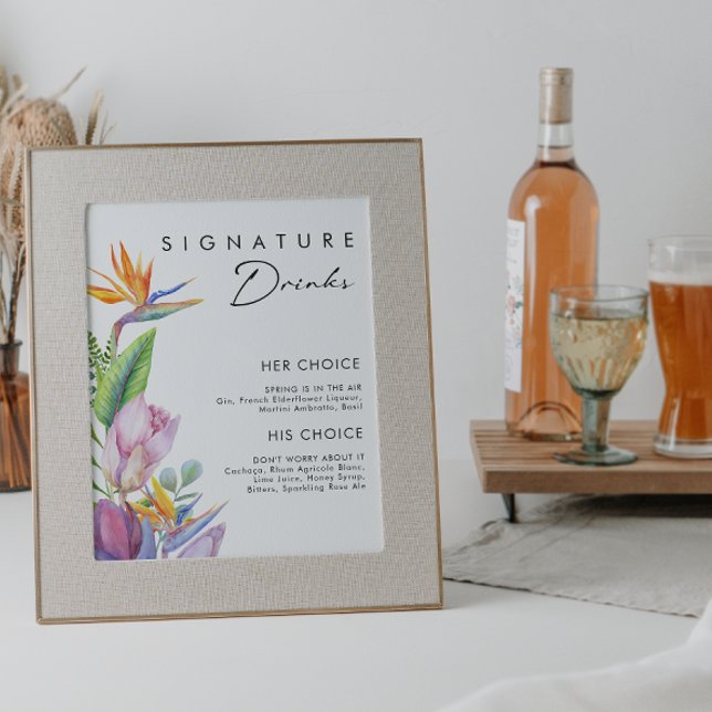 Farbenfrohe tropische Flora | Signaturgetränke Poster (Von Creator hochgeladen)