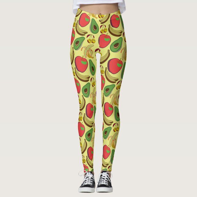 Farbenfrohe tropische Früchte nahtlos Muster Leggings (Vorderseite)