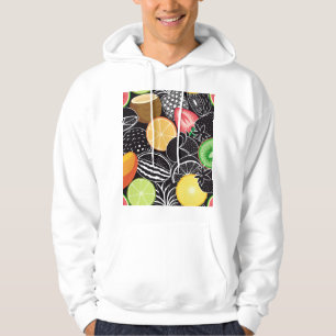 Farbenfrohe tropische Früchte, schwarzer Hintergru Hoodie