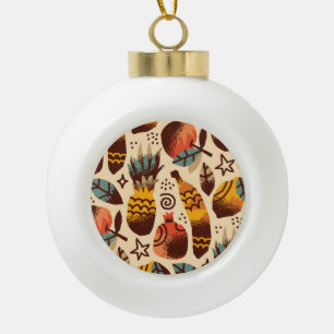Farbenfrohe tropische Fruchtmischung Muster Keramik Kugel-Ornament