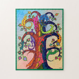 Farbenfrohe tropische Gecko Lizard Wasserfarben Ku Puzzle