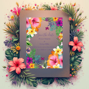Farbenfrohe tropische hawaiianische Flora sicher d Acryleinladungen
