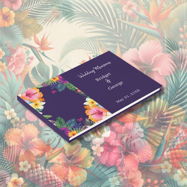 Farbenfrohe tropische hawaiianische Hochzeit Gästebuch (Von Creator hochgeladen)