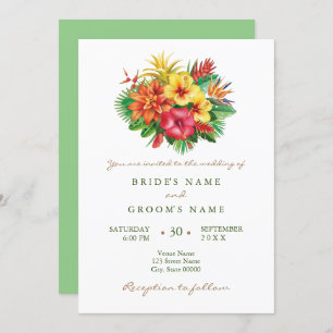 Farbenfrohe tropische Hochzeit Einladung