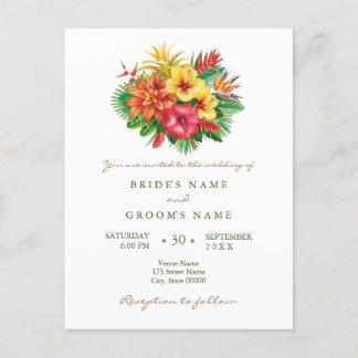 Farbenfrohe tropische Hochzeit Postkarte