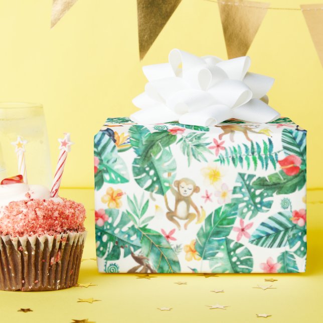 Farbenfrohe tropische Jungle-Tiermuster Geschenkpapier (Geburtstagsparty)